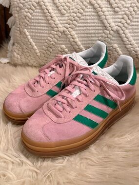 Adidas Women's Pink Suede Gazelle platform sneakers
